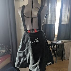 Gothic Black Pinafore Suspender Devil Skirt Cosplay